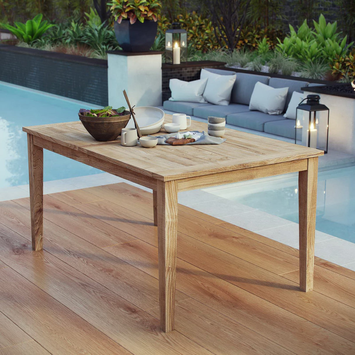 Marina 60" Outdoor Patio Teak Dining Table by Modway