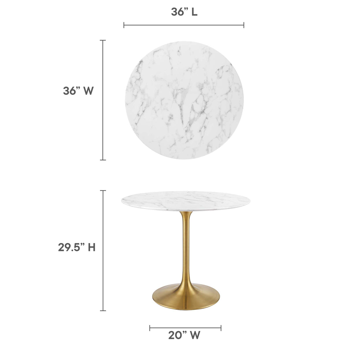 Lippa 36" Round Faux Marble Dining Table by Modway