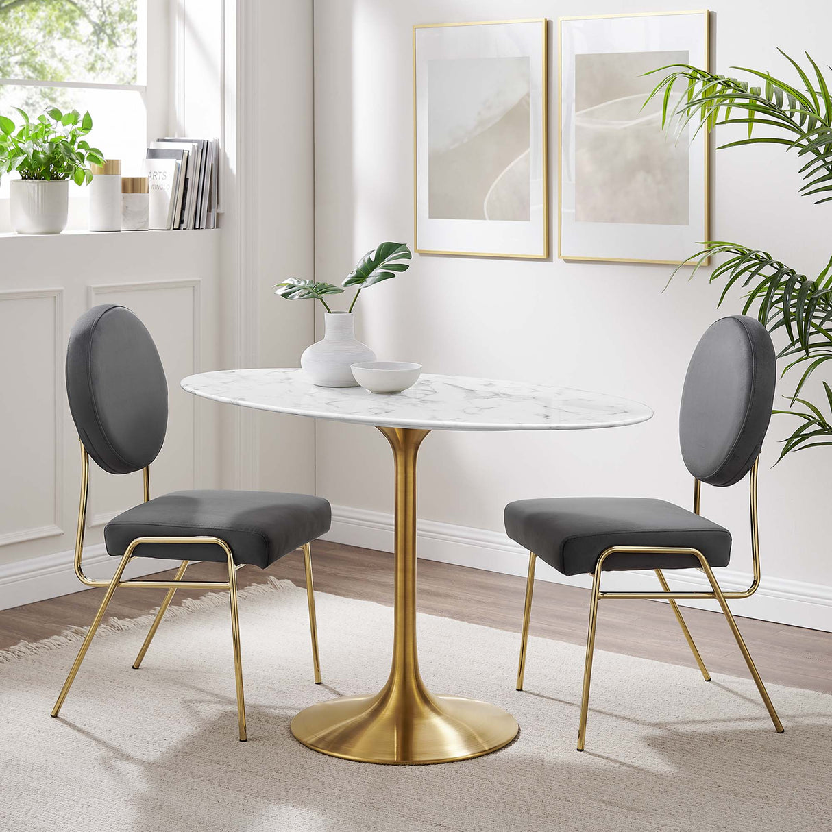 Lippa 48" Oval Faux Marble Dining Table by Modway