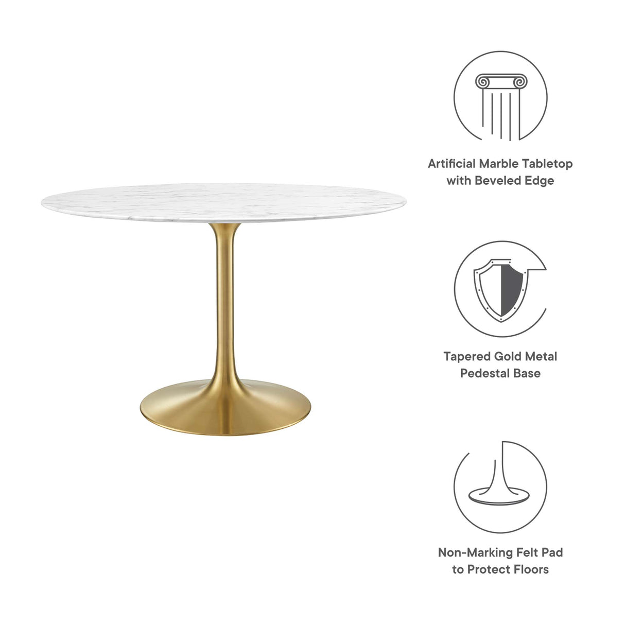 Lippa 48" Round Faux Marble Dining Table by Modway