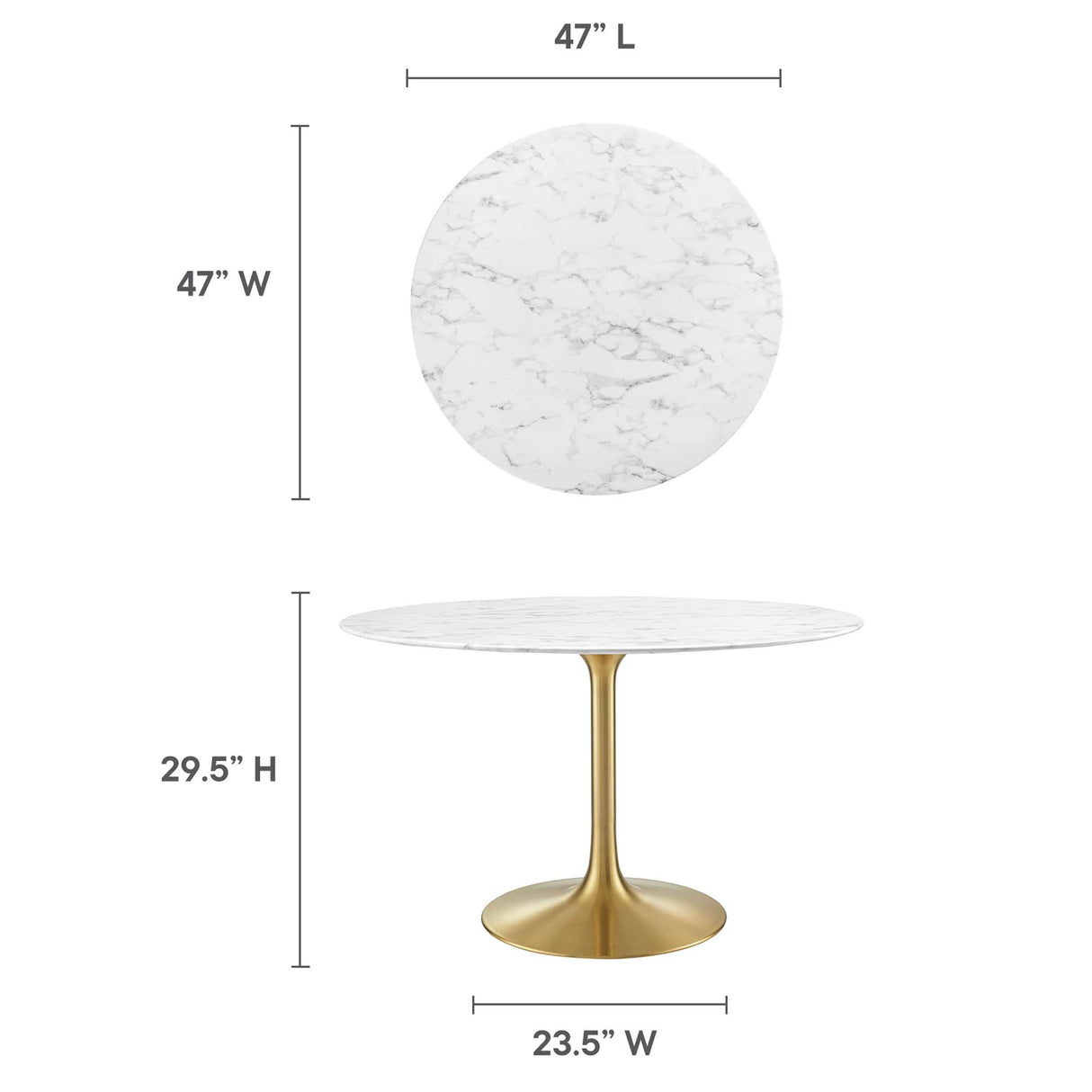 Lippa 48" Round Faux Marble Dining Table by Modway