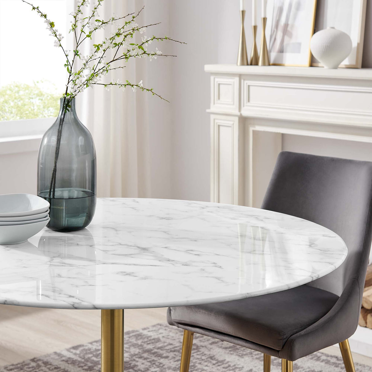 Lippa 48" Round Faux Marble Dining Table by Modway