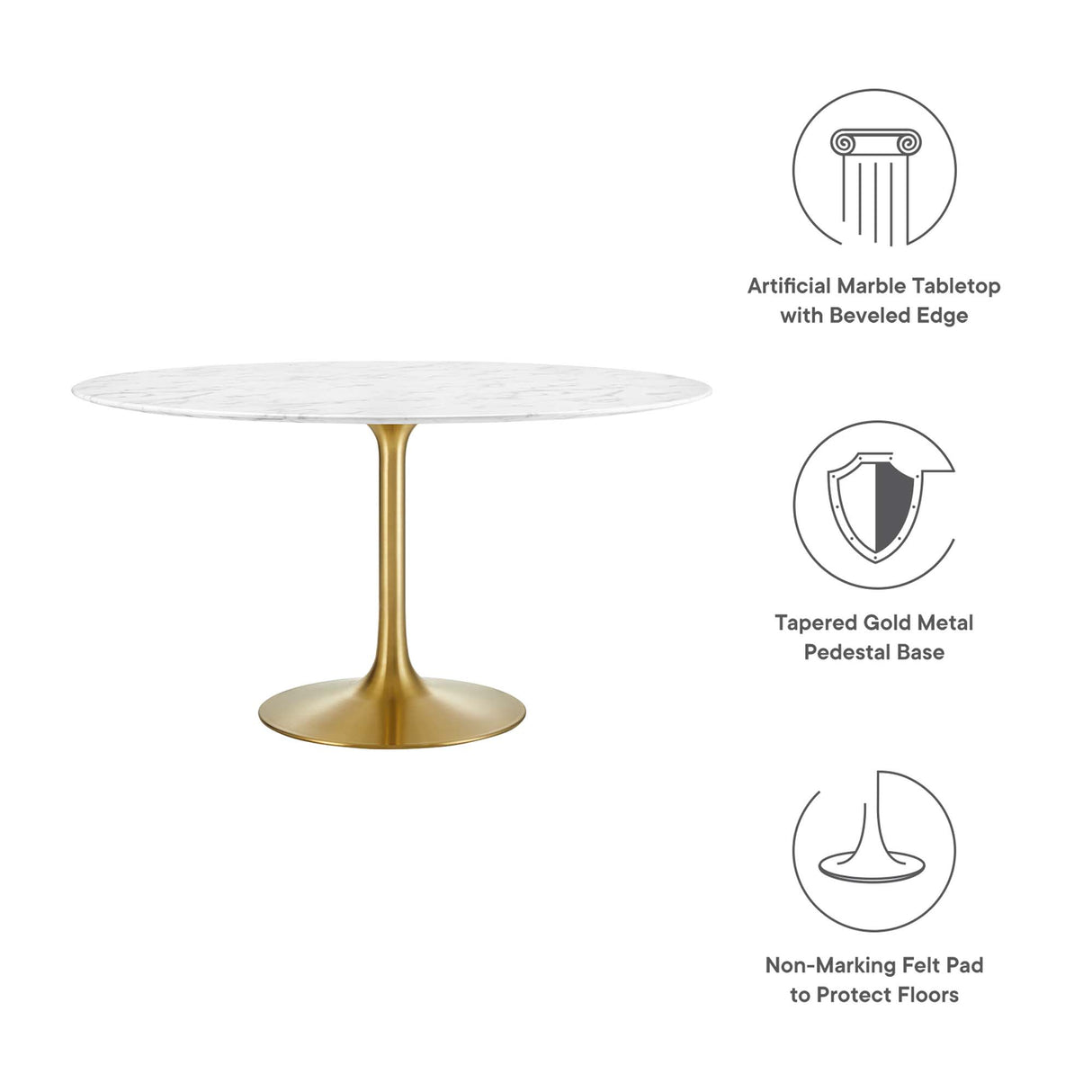 Lippa 54" Round Faux Marble Dining Table by Modway