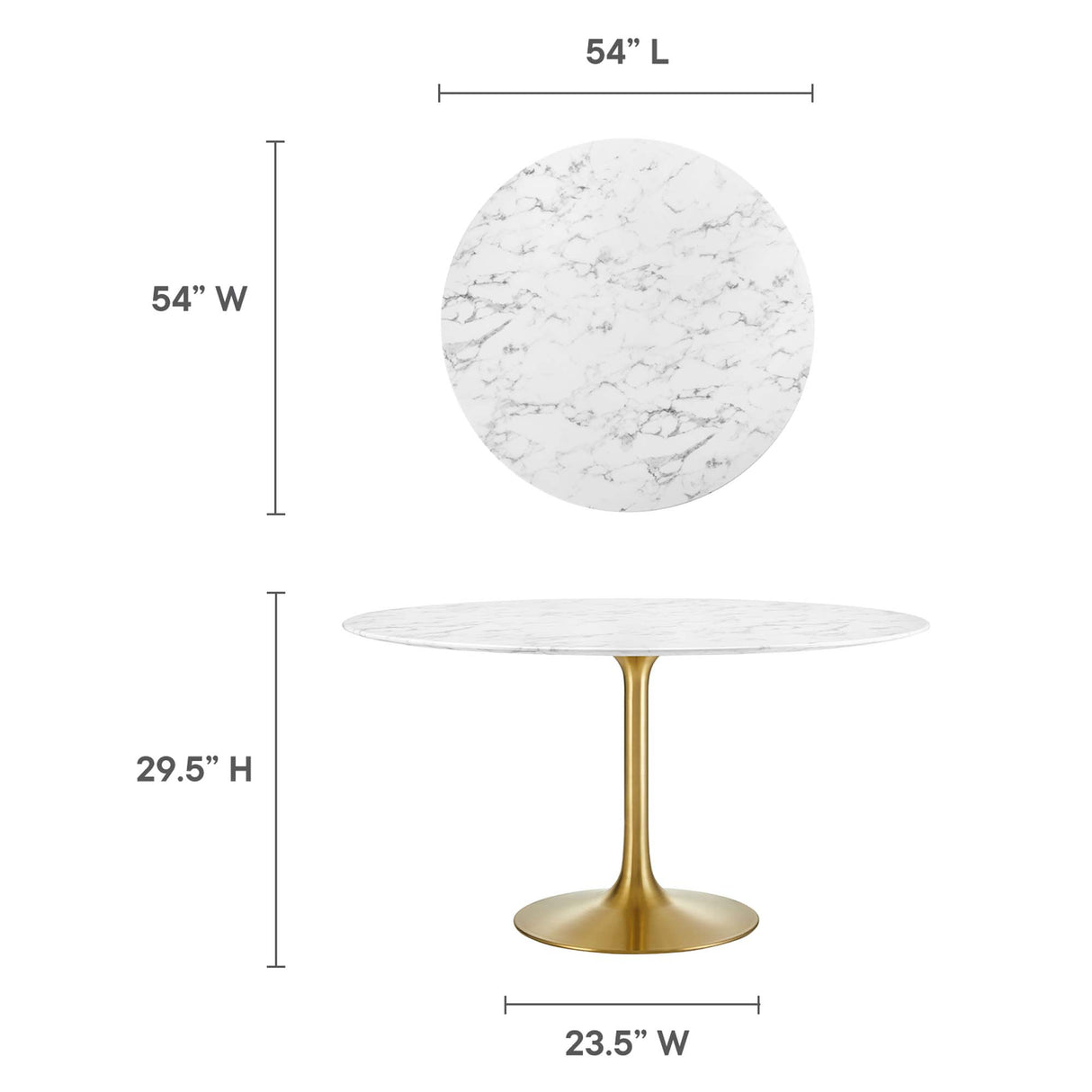Lippa 54" Round Faux Marble Dining Table by Modway