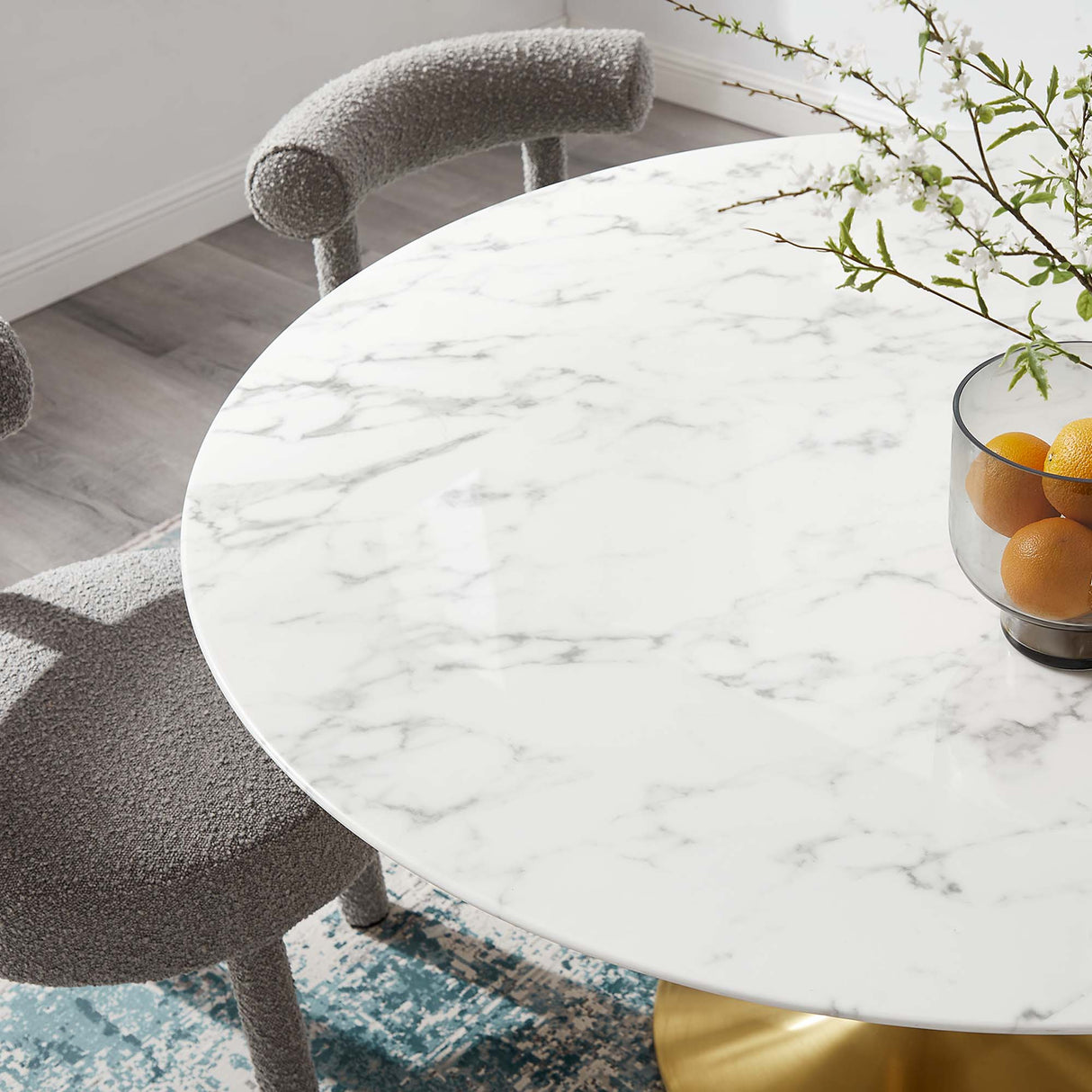 Lippa 54" Round Faux Marble Dining Table by Modway