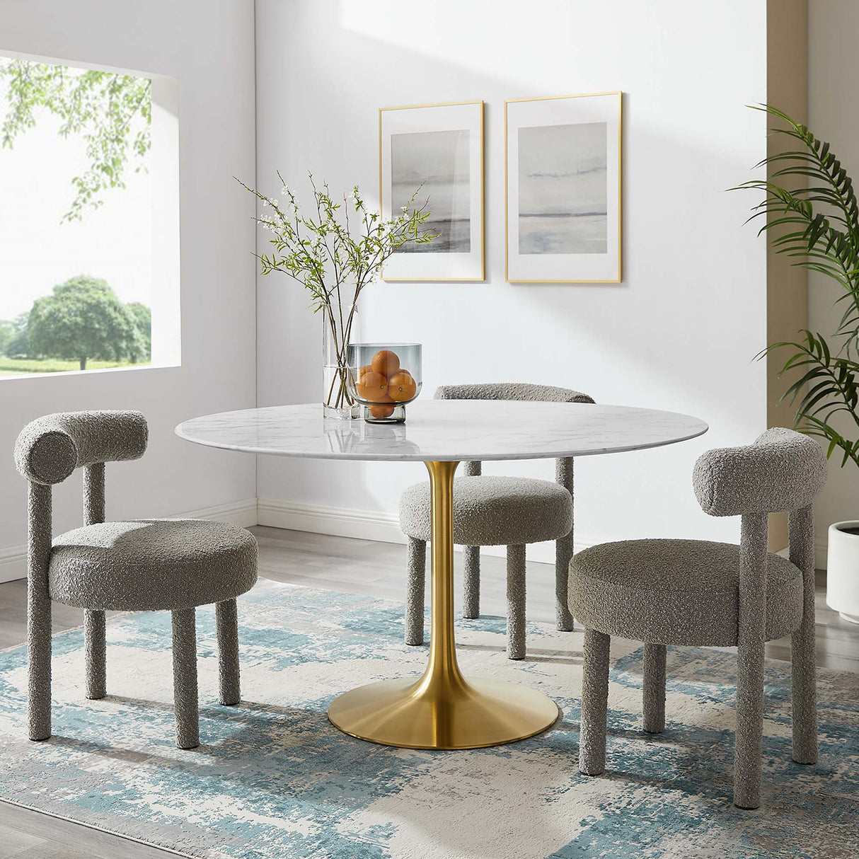 Lippa 54" Round Faux Marble Dining Table by Modway