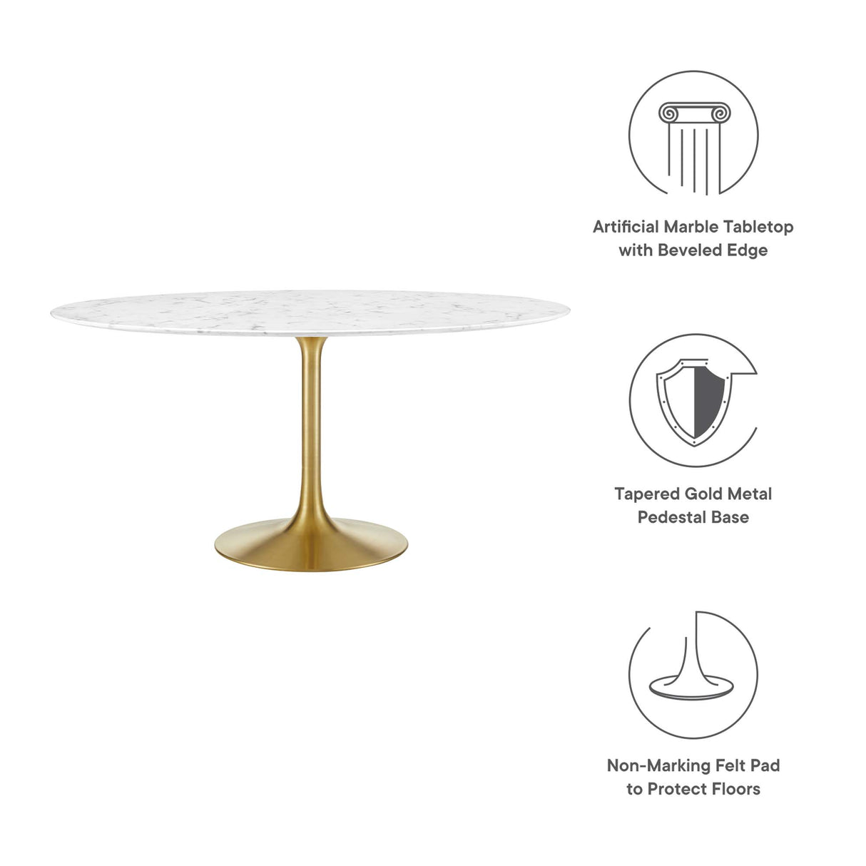 Lippa 60" Round Faux Marble Dining Table by Modway