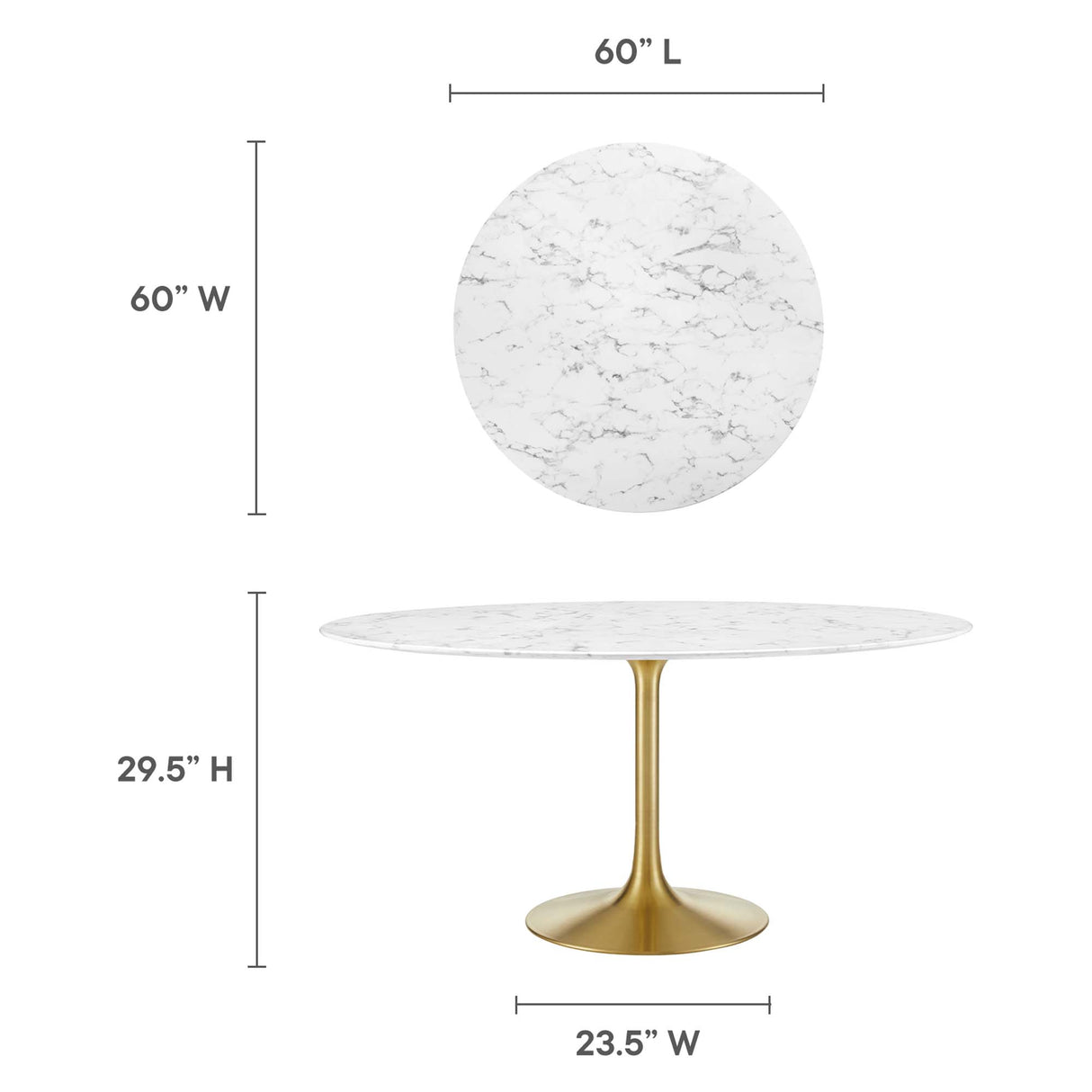 Lippa 60" Round Faux Marble Dining Table by Modway