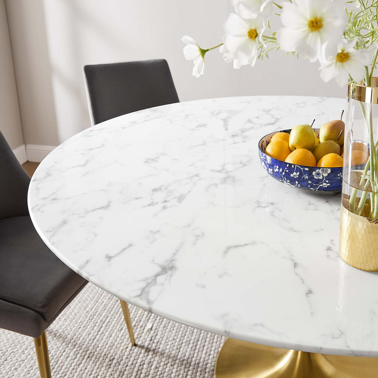 Lippa 60" Round Faux Marble Dining Table by Modway