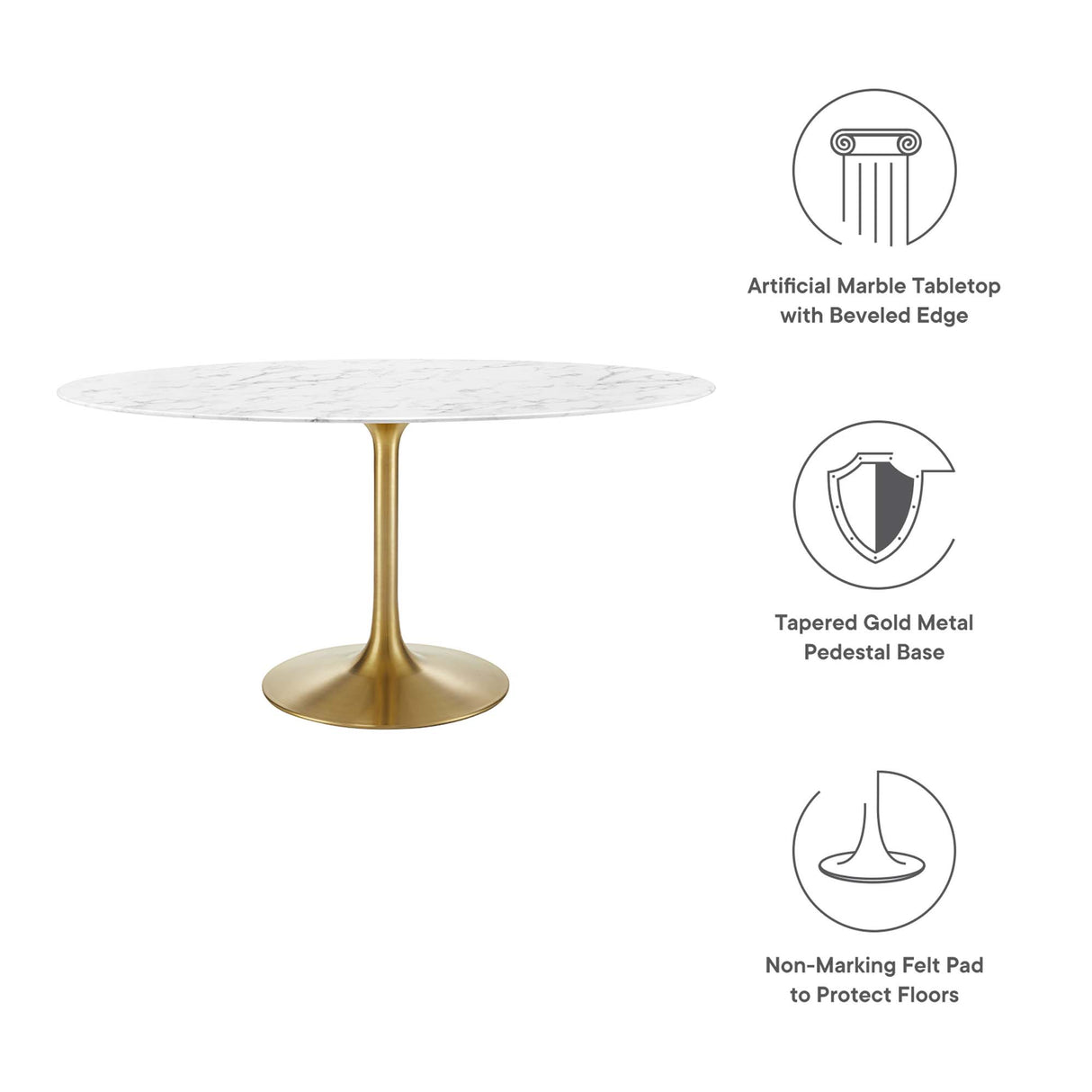 Lippa 60" Oval Faux Marble Dining Table by Modway