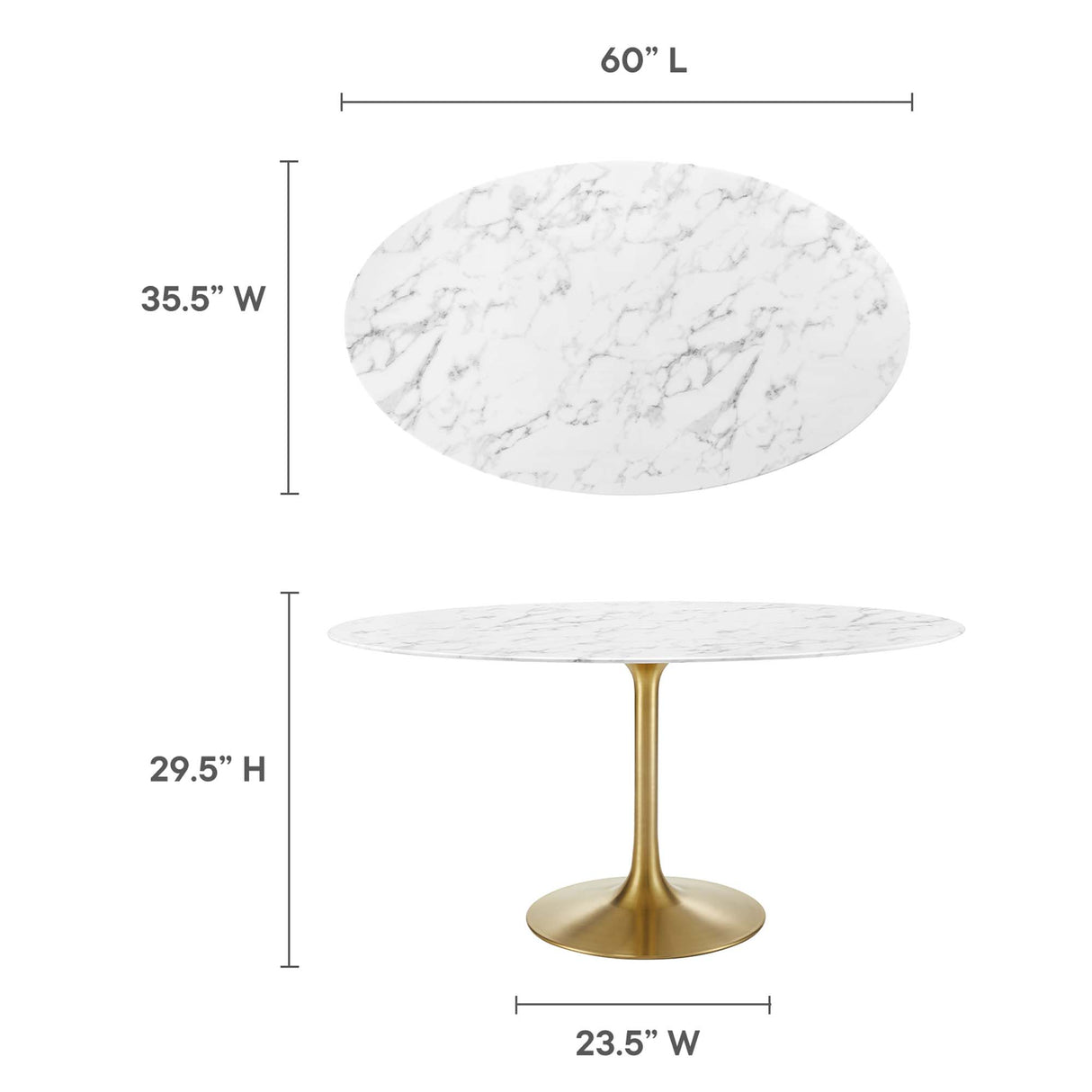 Lippa 60" Oval Faux Marble Dining Table by Modway