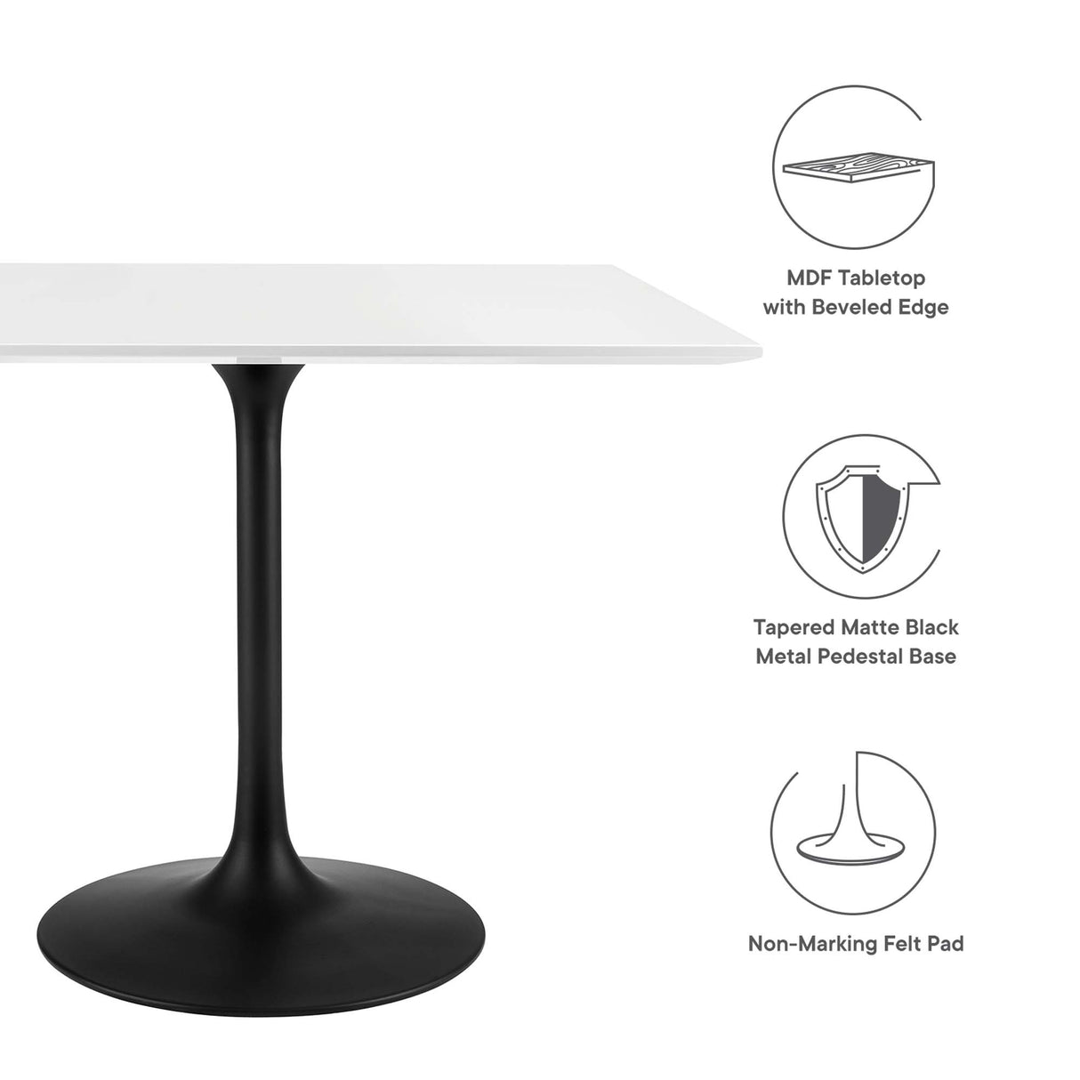 Lippa 36" Square Wood Dining Table by Modway