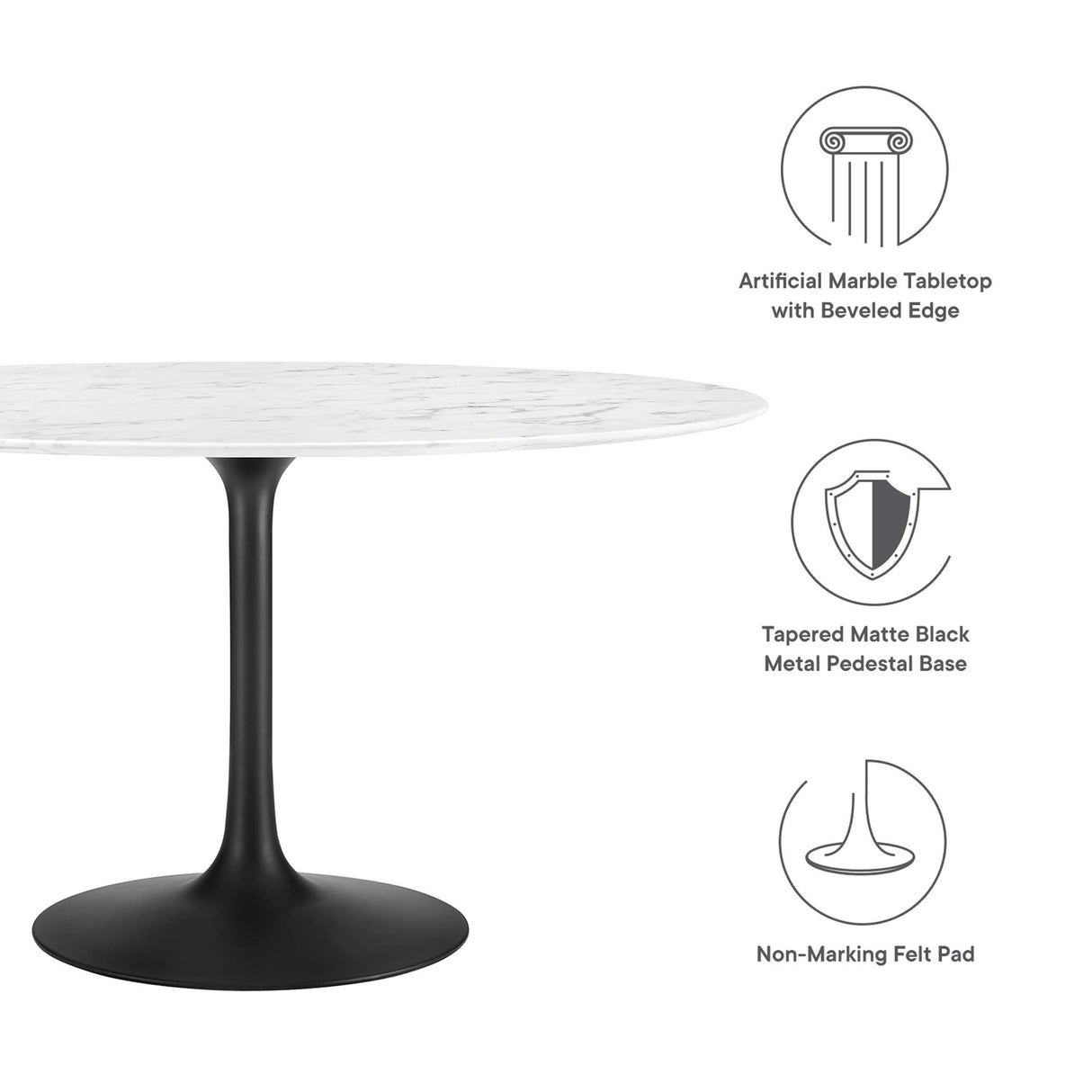 Lippa 54" Round Faux Marble Dining Table by Modway