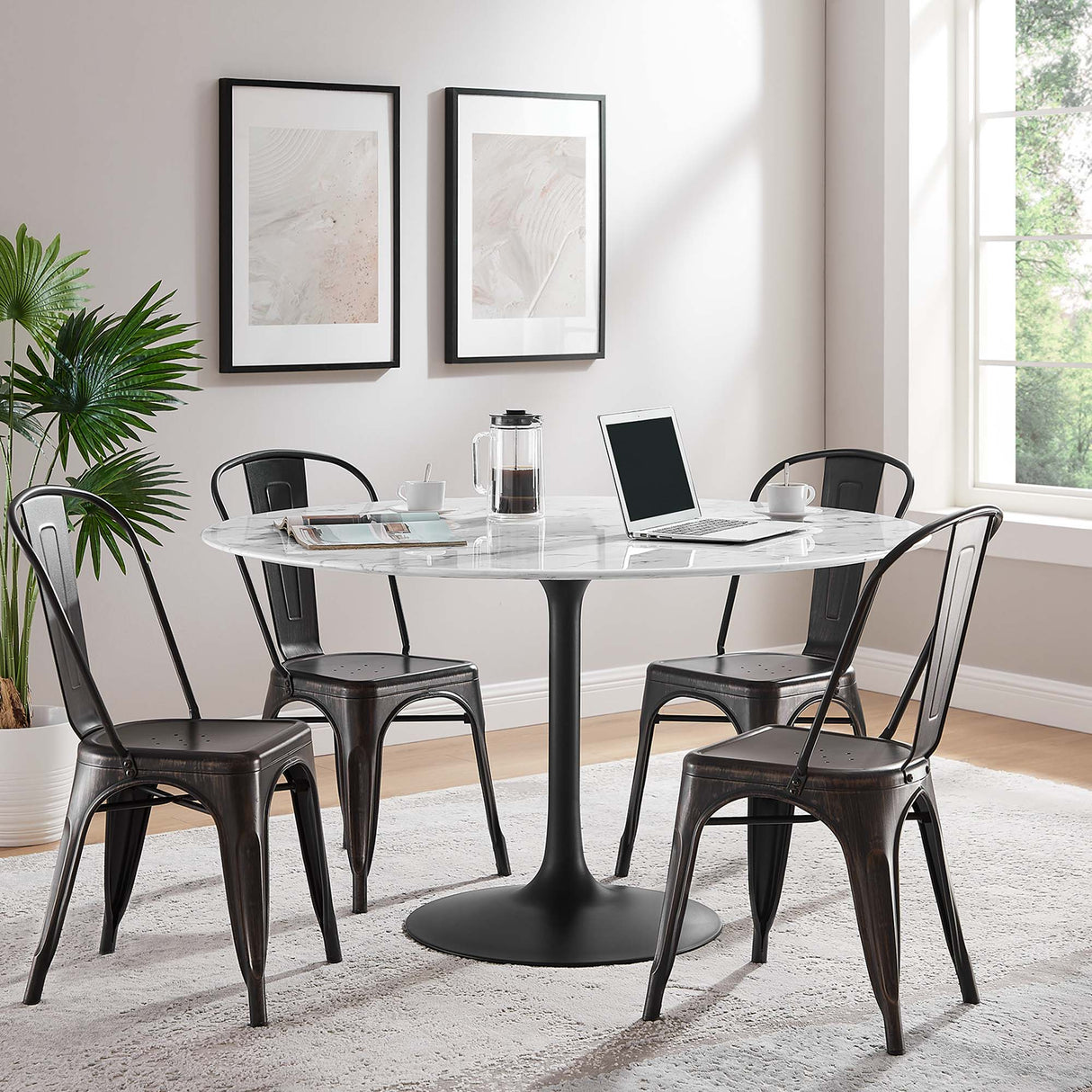 Lippa 54" Round Faux Marble Dining Table by Modway