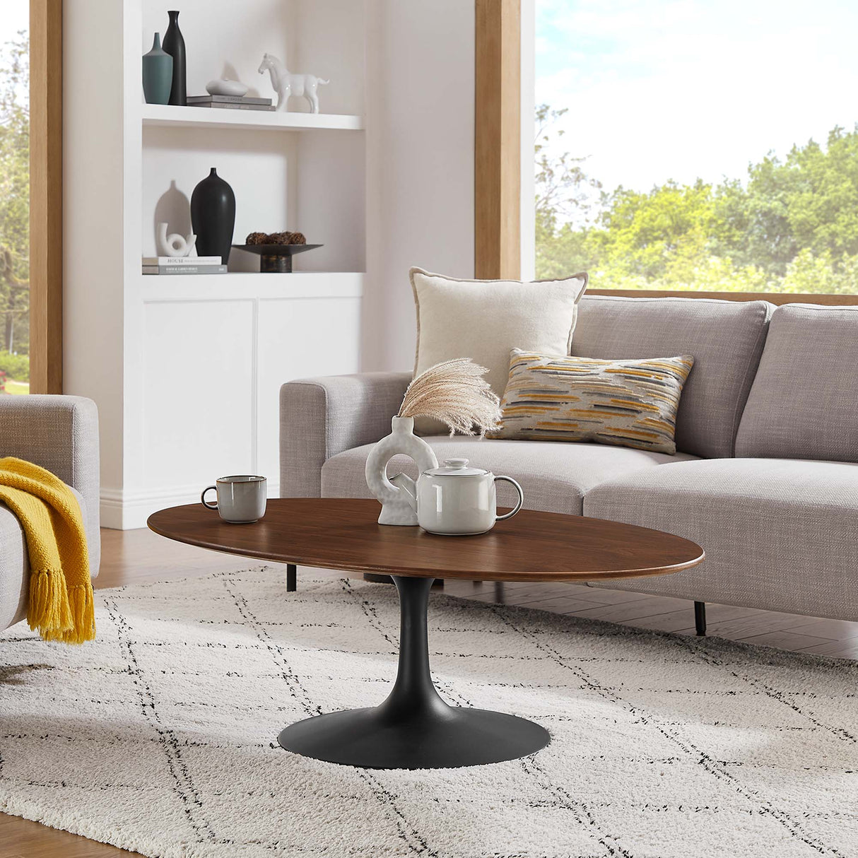 Lippa 48" Oval Wood Coffee Table by Modway