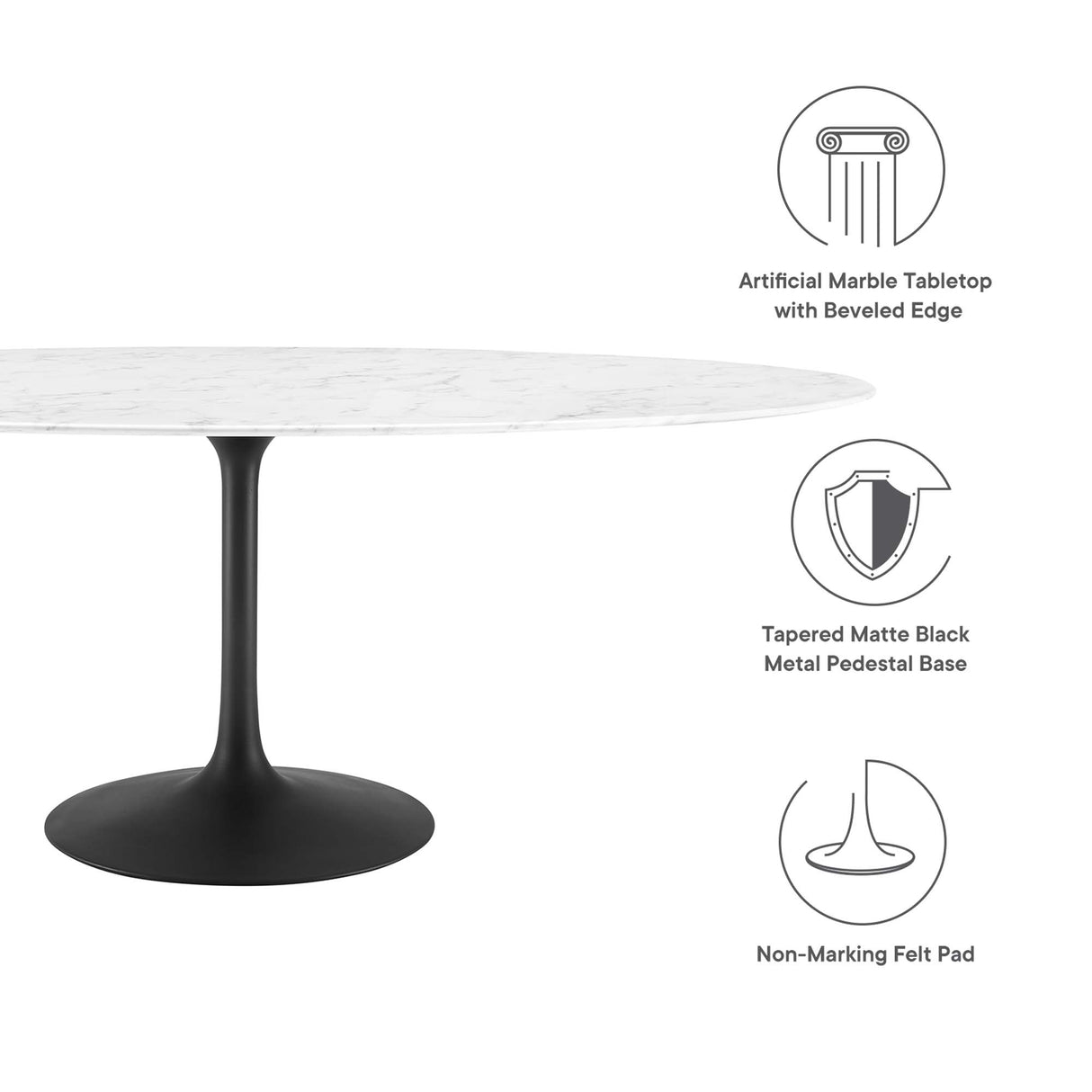 Lippa 78" Oval Faux Marble Dining Table by Modway