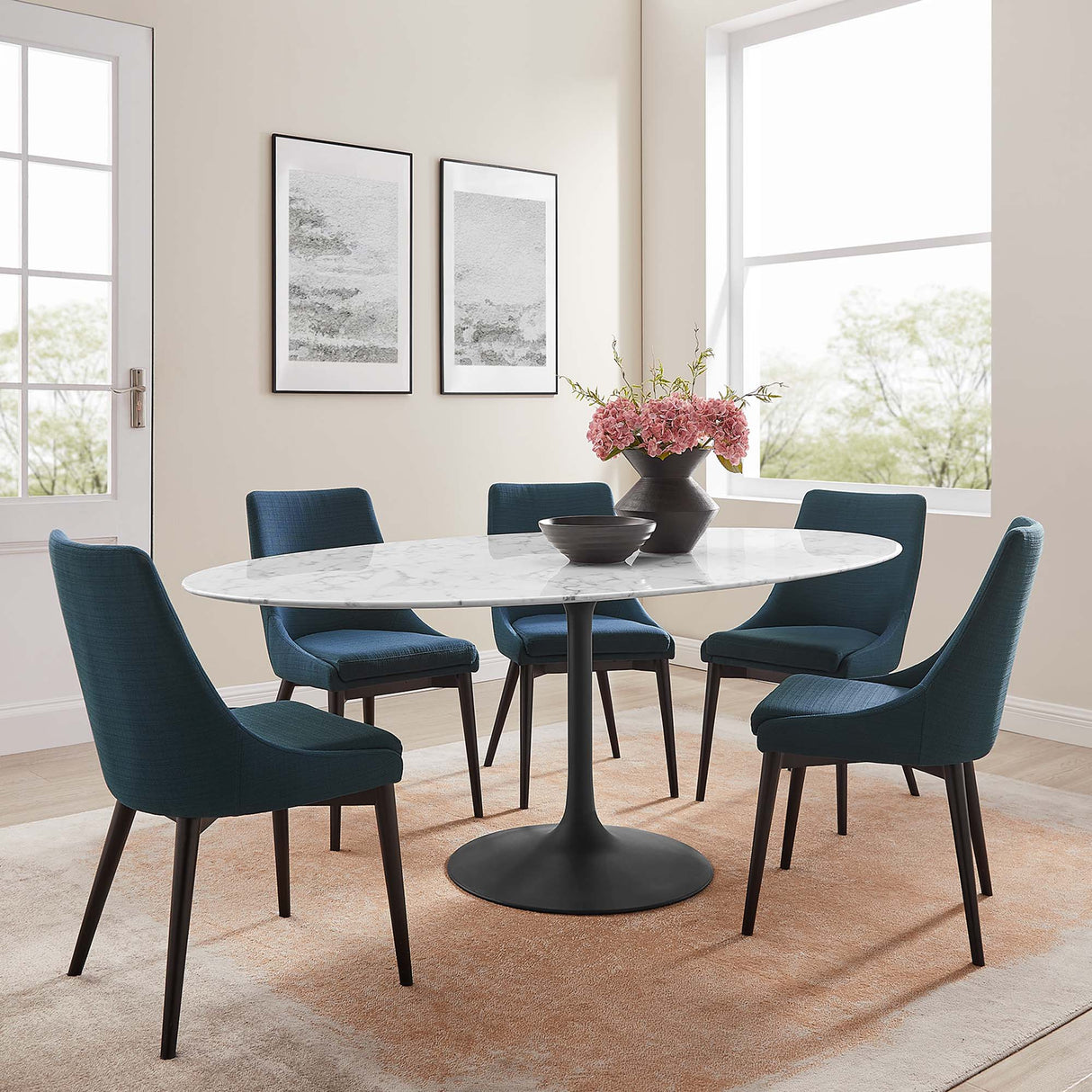 Lippa 78" Oval Faux Marble Dining Table by Modway