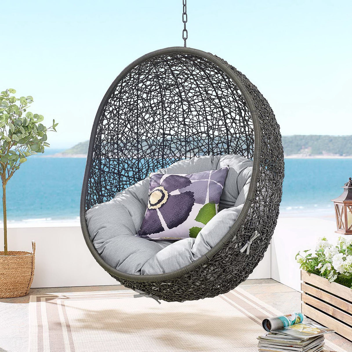Hide Patio Swing Chair with Sunbrella Fabric by Modway