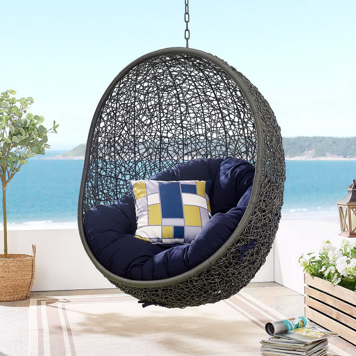 Hide Patio Swing Chair with Sunbrella Fabric by Modway