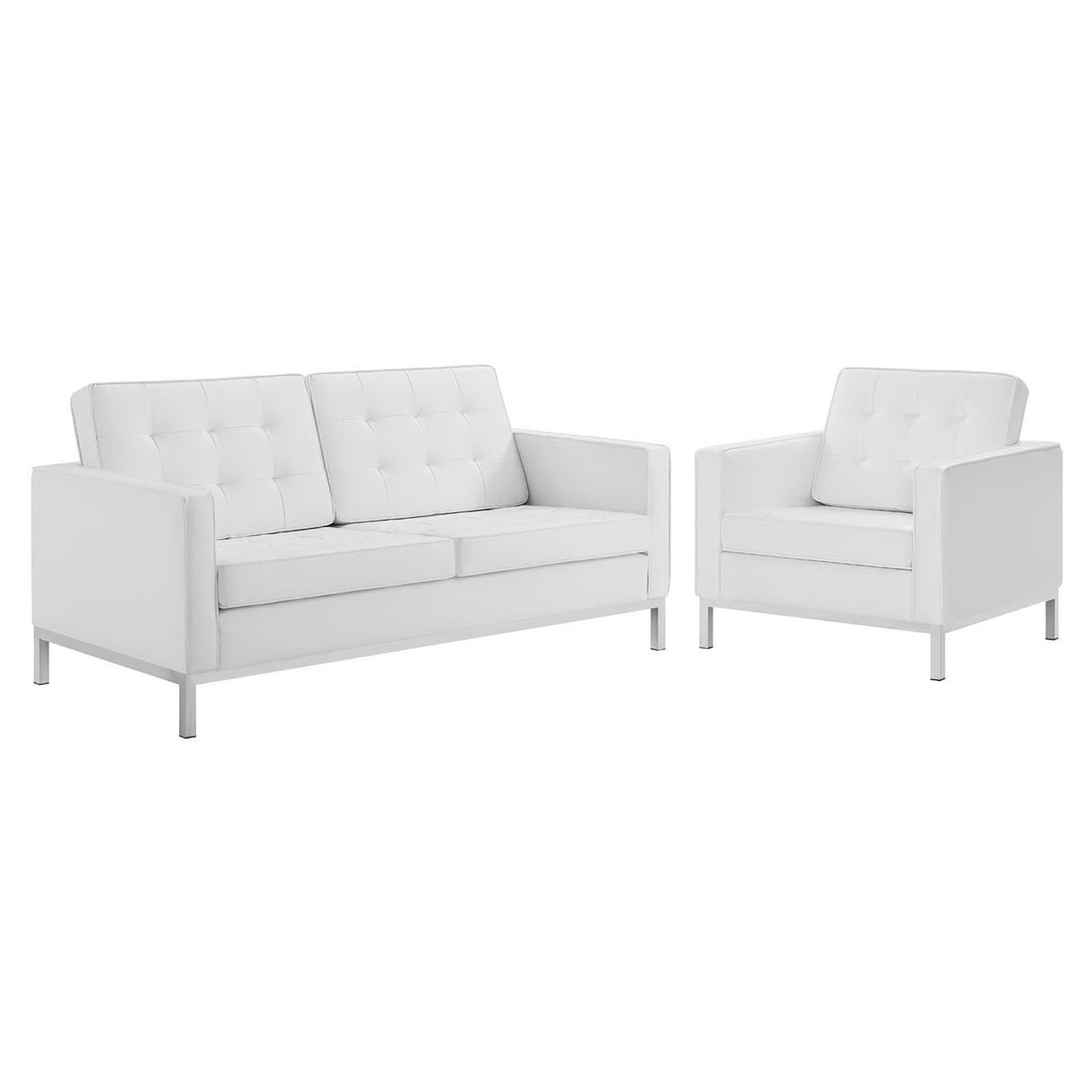 Loft Tufted Faux Leather Loveseat and Armchair Set by Modway