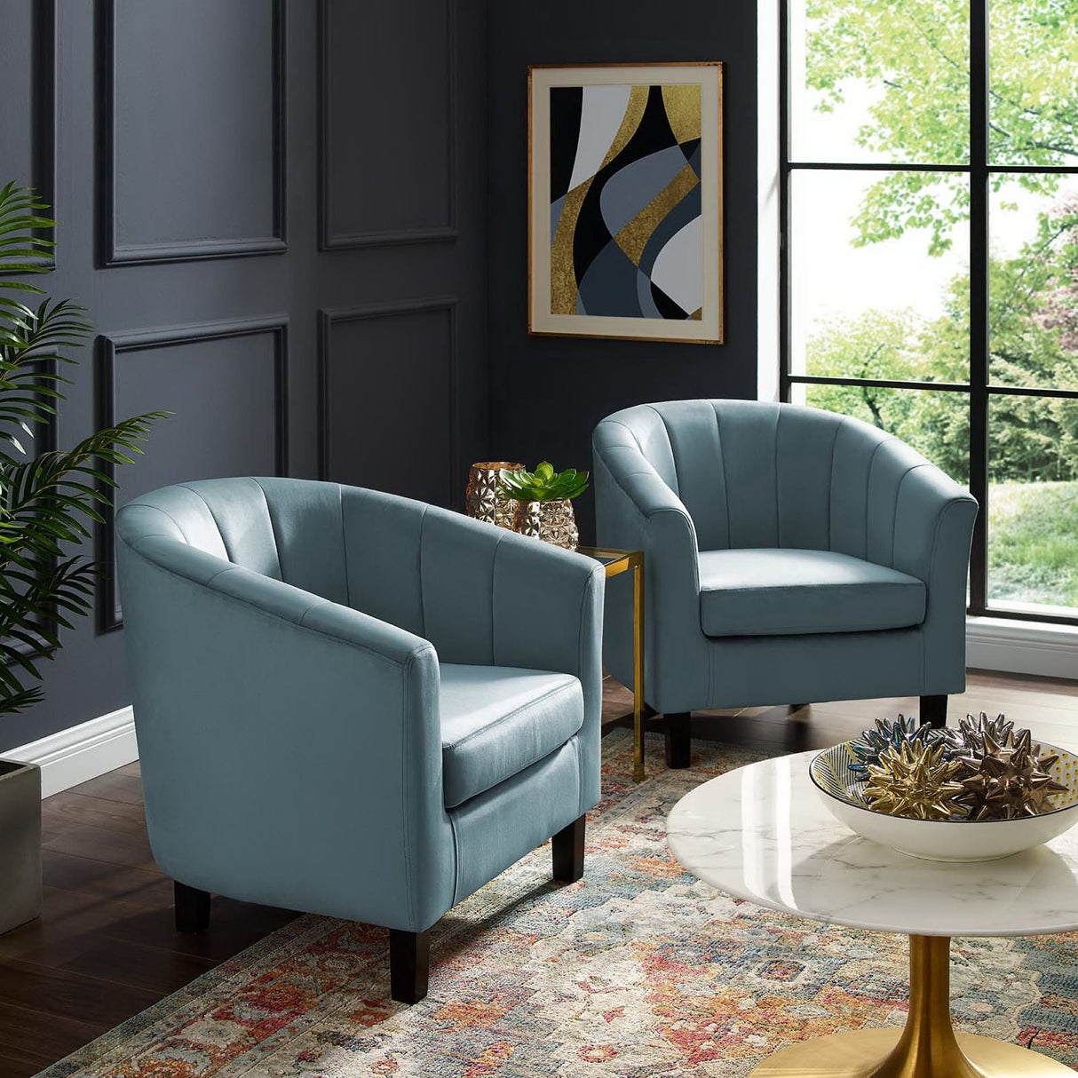 Prospect Channel Tufted Performance Velvet Armchair Set of 2 by Modway