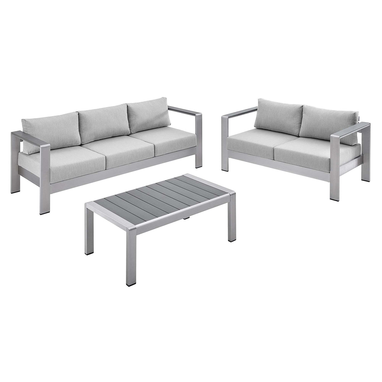 Shore 3 Piece Sunbrella Fabric Outdoor Patio Aluminum Set by Modway