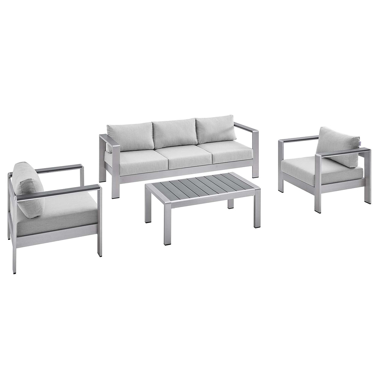 Shore 4 Piece Sunbrella Fabric Outdoor Patio Aluminum Set by Modway