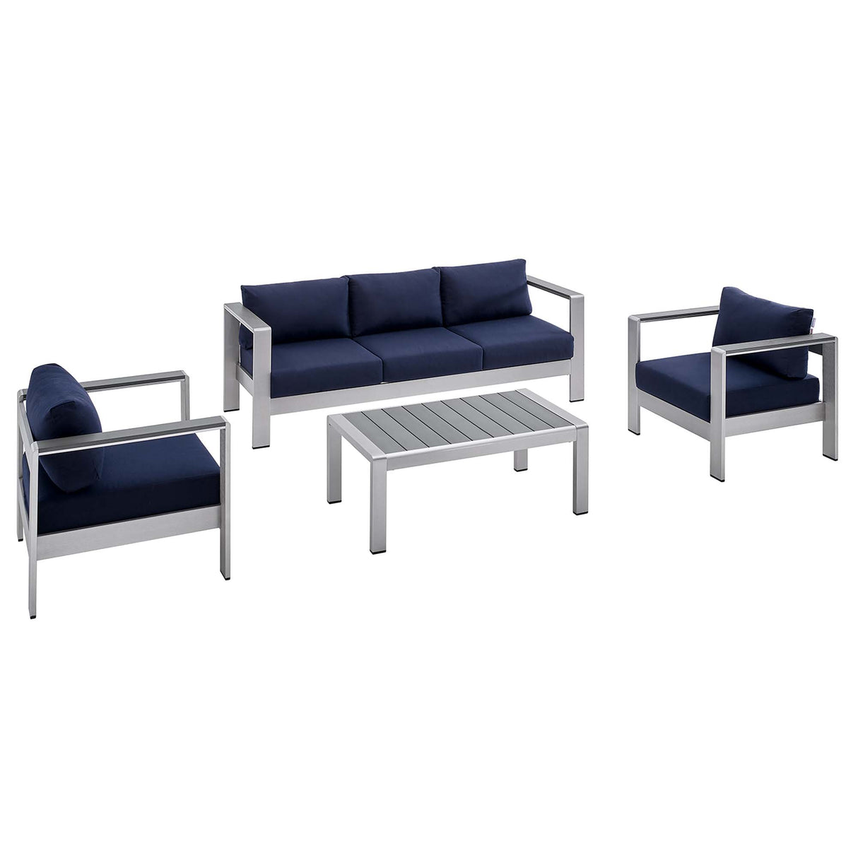 Shore 4 Piece Sunbrella Fabric Outdoor Patio Aluminum Set by Modway