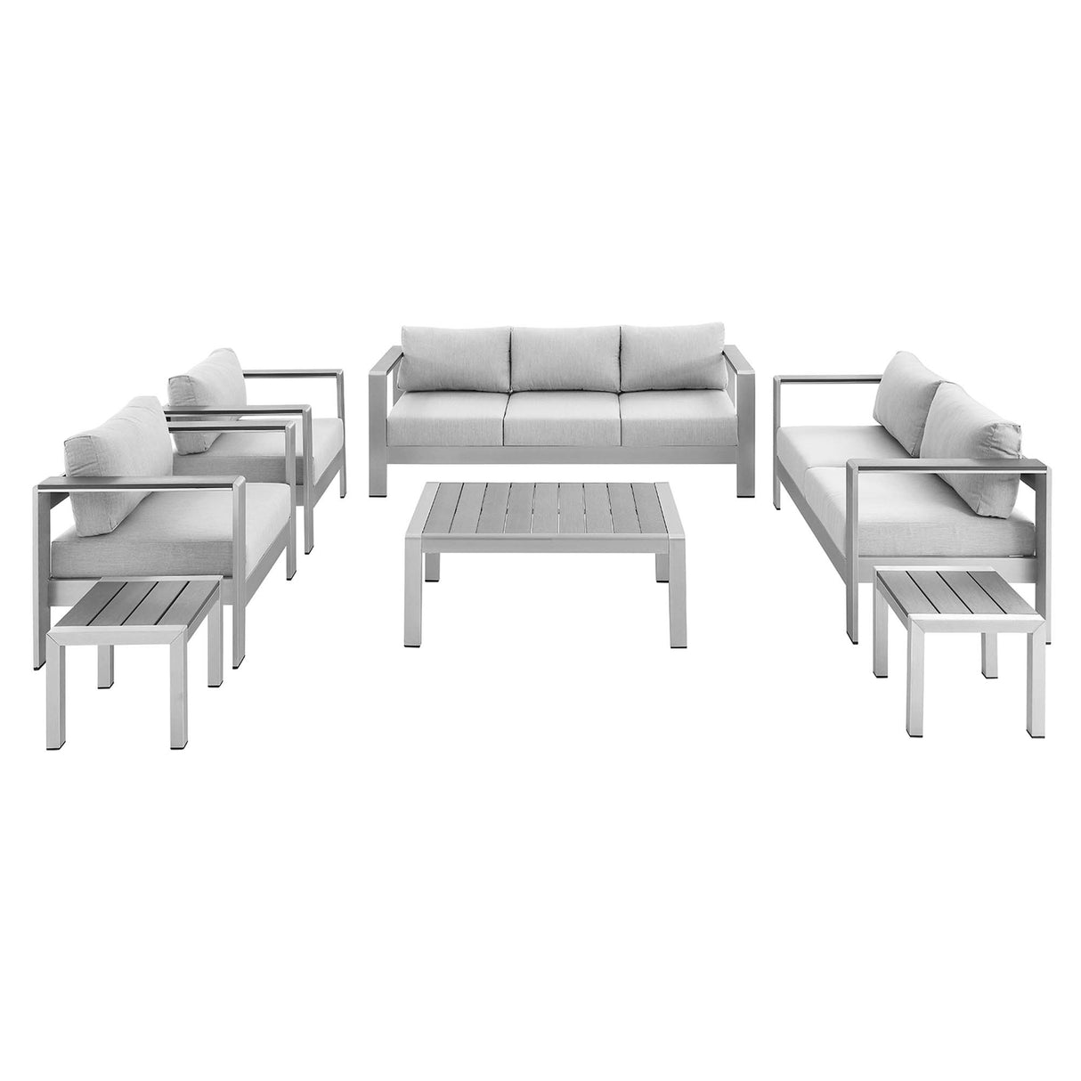 Shore 7 Piece Sunbrella Fabric Outdoor Patio Aluminum Set by Modway
