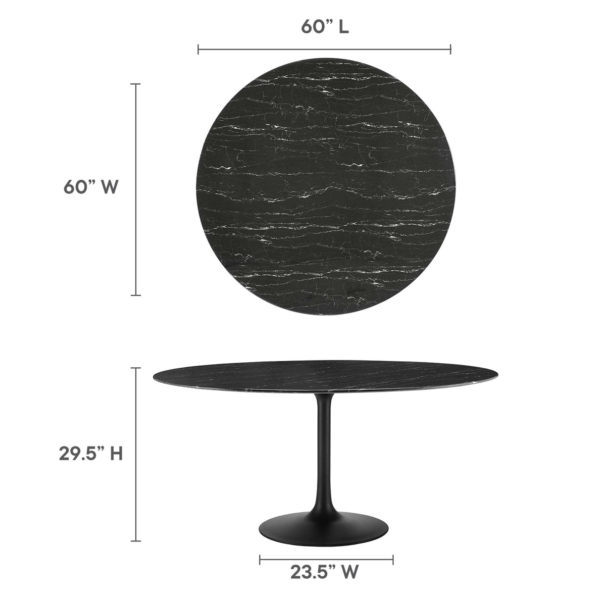 Lippa 60" Round Faux Marble Dining Table by Modway