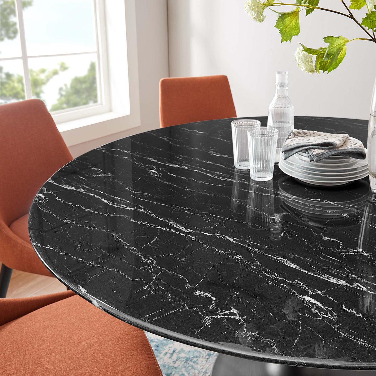 Lippa 60" Round Faux Marble Dining Table by Modway