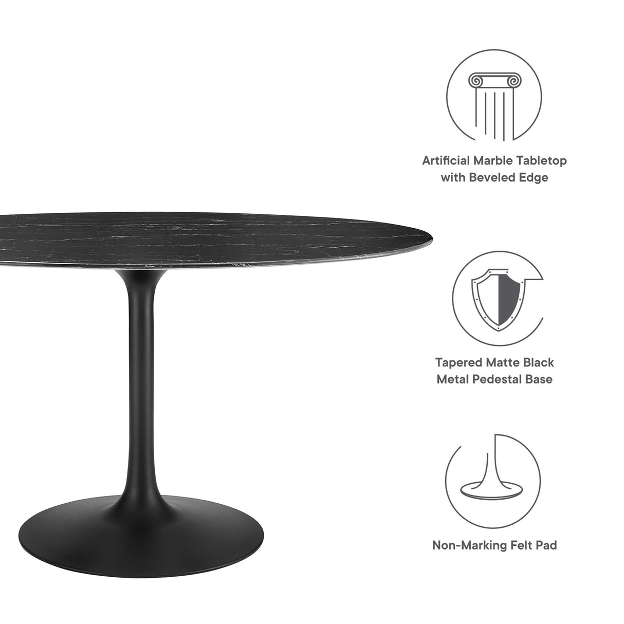 Lippa 54" Oval Faux Marble Dining Table by Modway