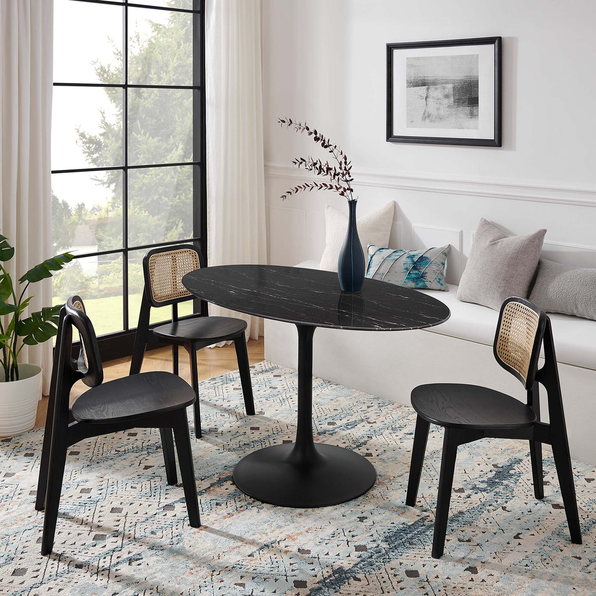 Lippa 54" Oval Faux Marble Dining Table by Modway