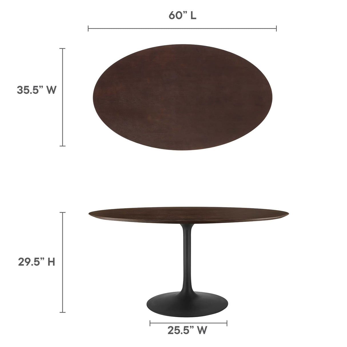Lippa 60" Oval Wood Dining Table by Modway