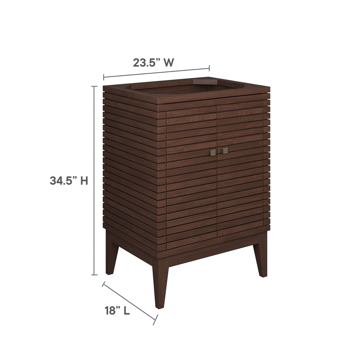 Ledger 24" Walnut Wood Bathroom Vanity Cabinet by Modway