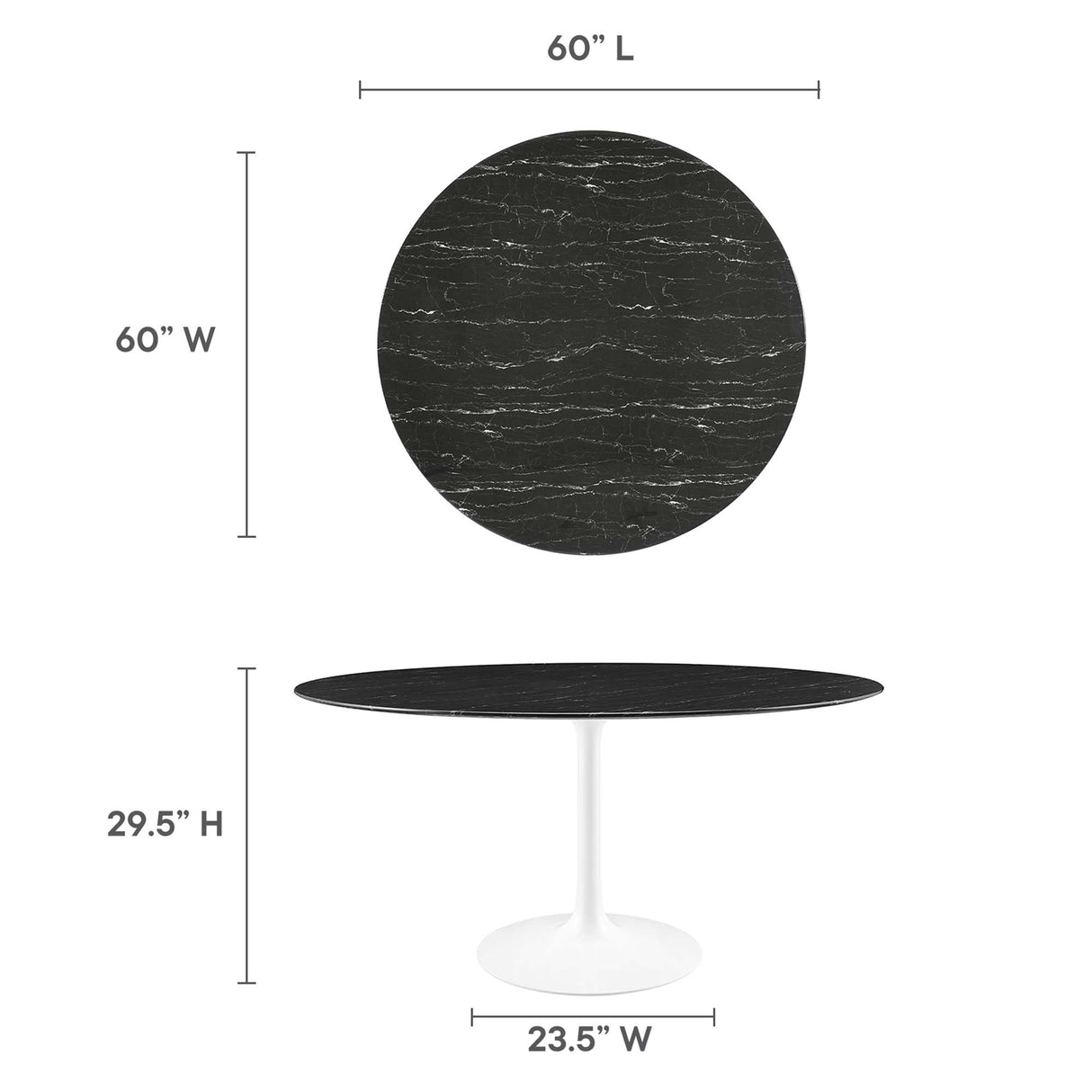 Lippa 60" Round Faux Marble Dining Table by Modway