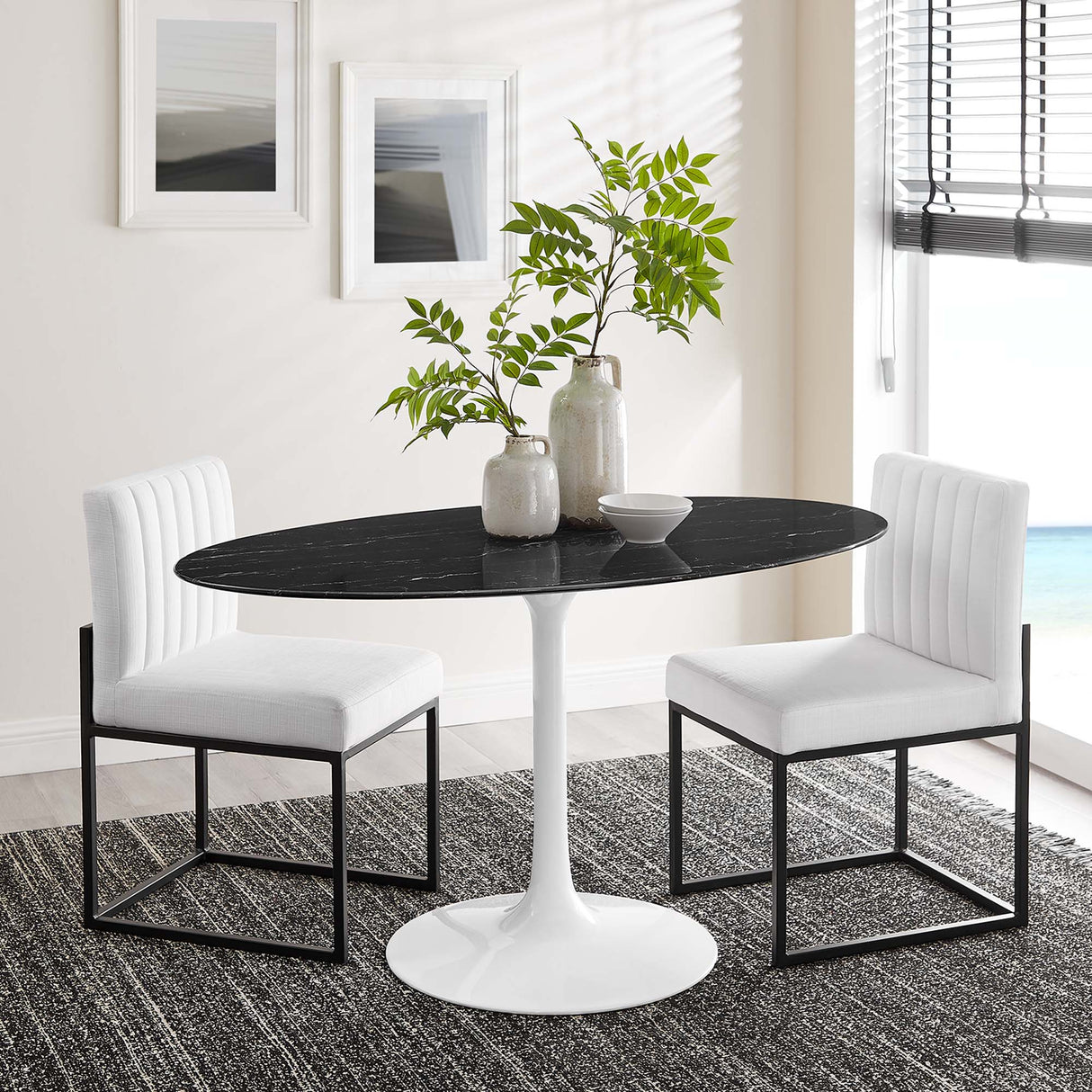 Lippa 54" Oval Faux Marble Dining Table by Modway