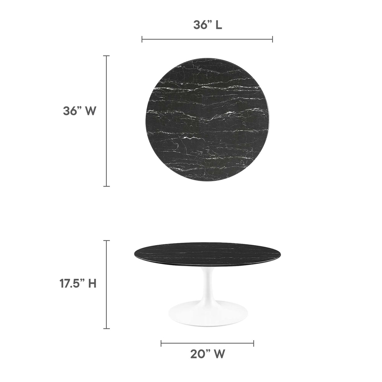 Lippa 36" Round Faux Marble Coffee Table by Modway