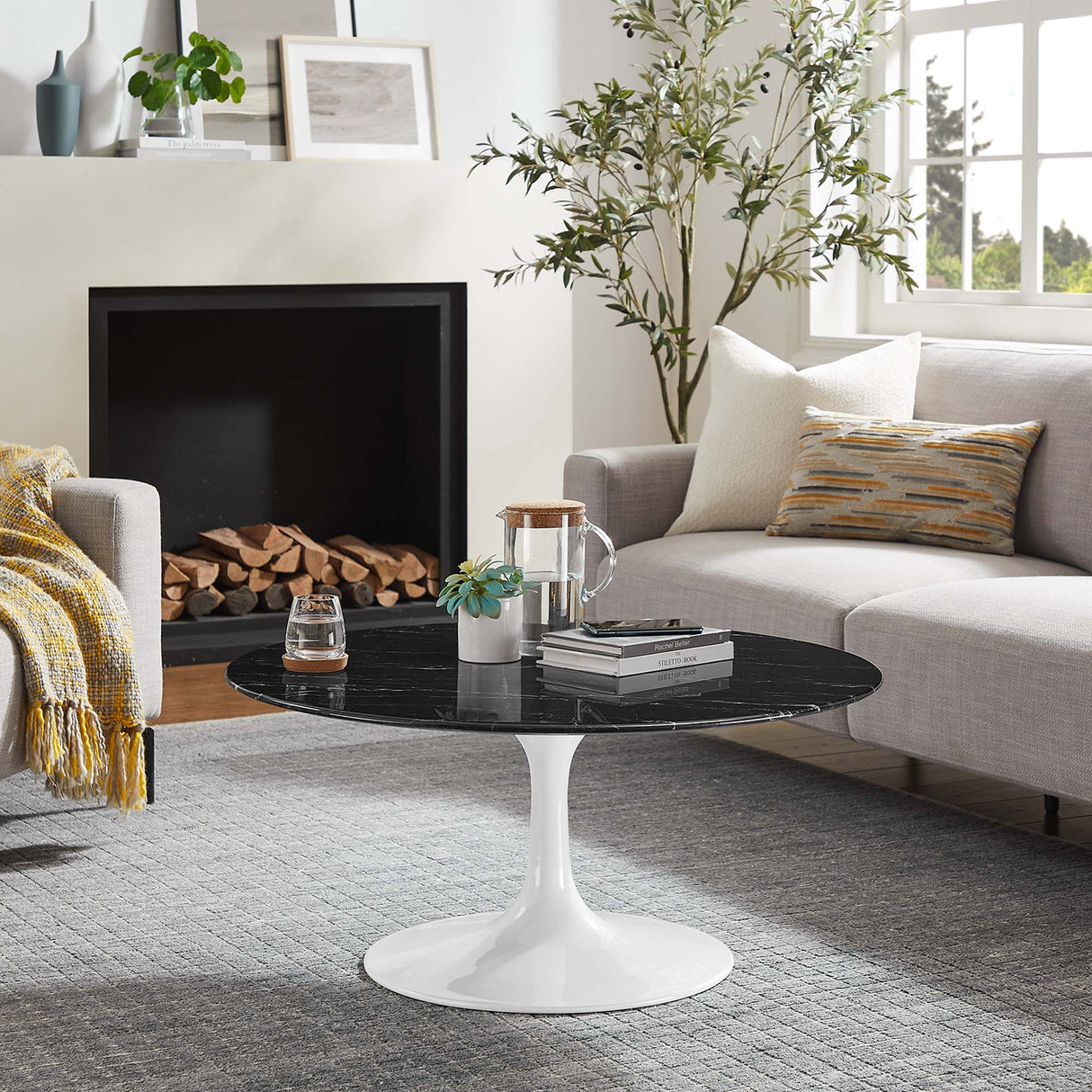 Lippa 36" Round Faux Marble Coffee Table by Modway