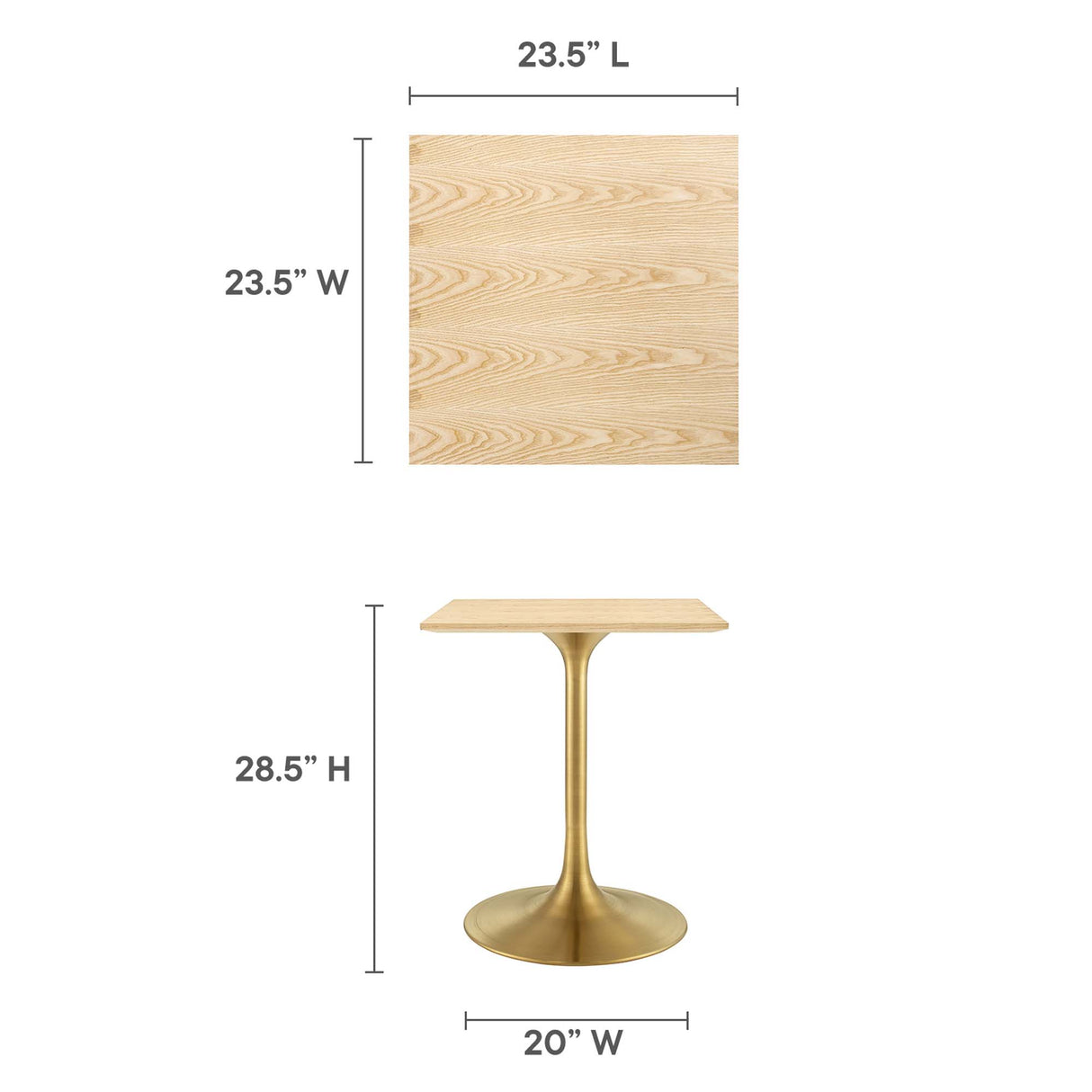 Lippa 24" Square Wood Dining Table by Modway