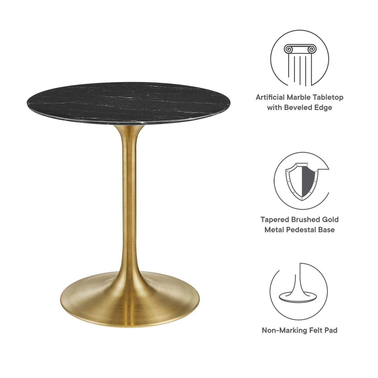 Lippa 28" Round Faux Marble Dining Table by Modway