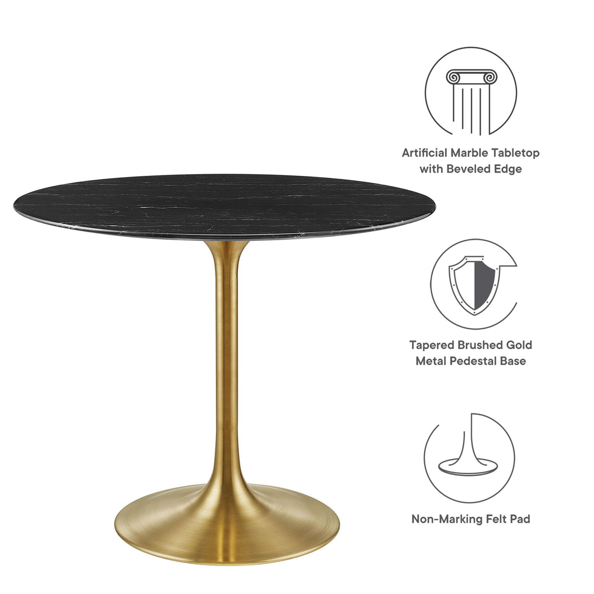 Lippa 36" Round Faux Marble Dining Table by Modway