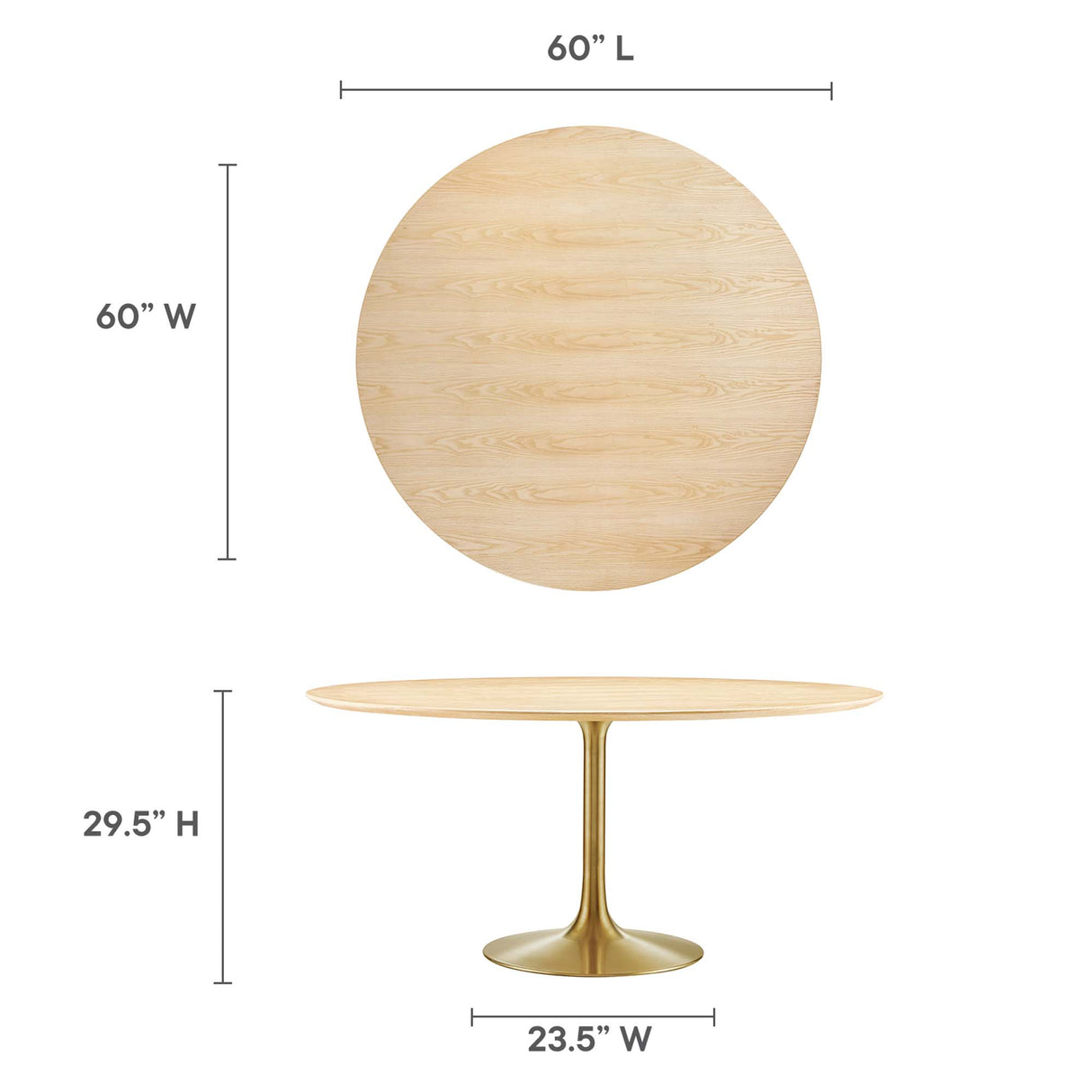 Lippa 60" Round Wood Dining Table by Modway