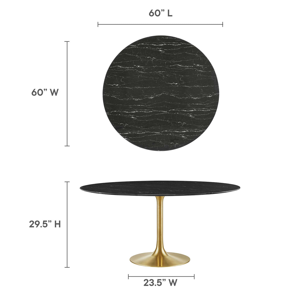 Lippa 60" Round Faux Marble Dining Table by Modway