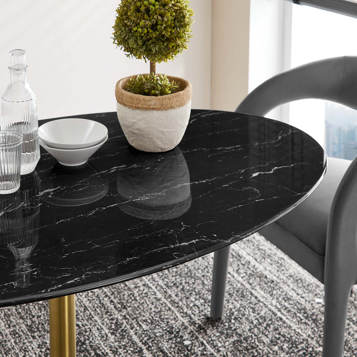 Lippa 54" Oval Faux Marble Dining Table by Modway