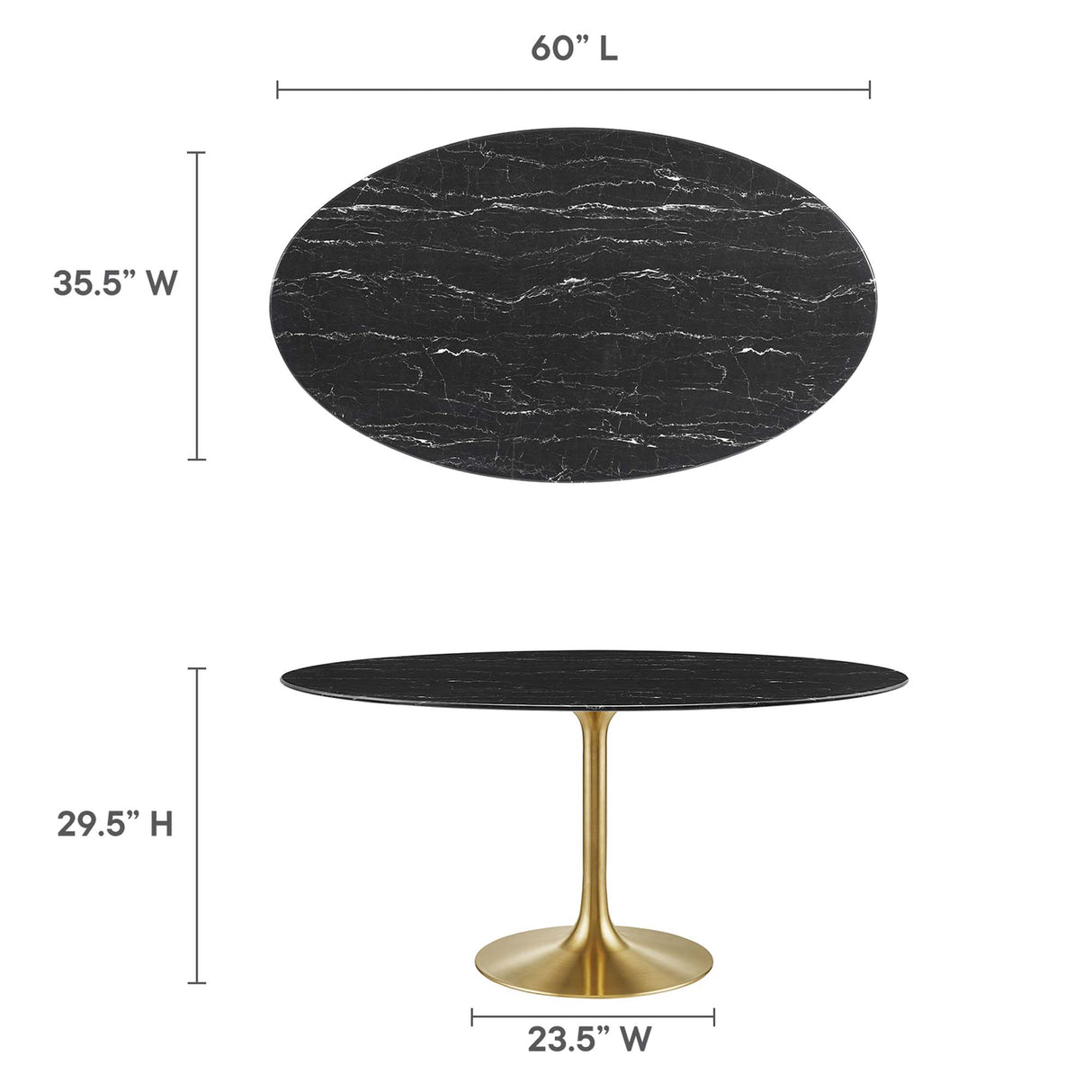 Lippa 60" Oval Faux Marble Dining Table by Modway