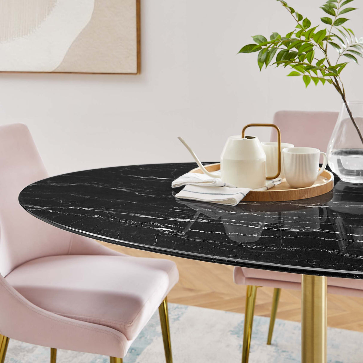 Lippa 60" Oval Faux Marble Dining Table by Modway