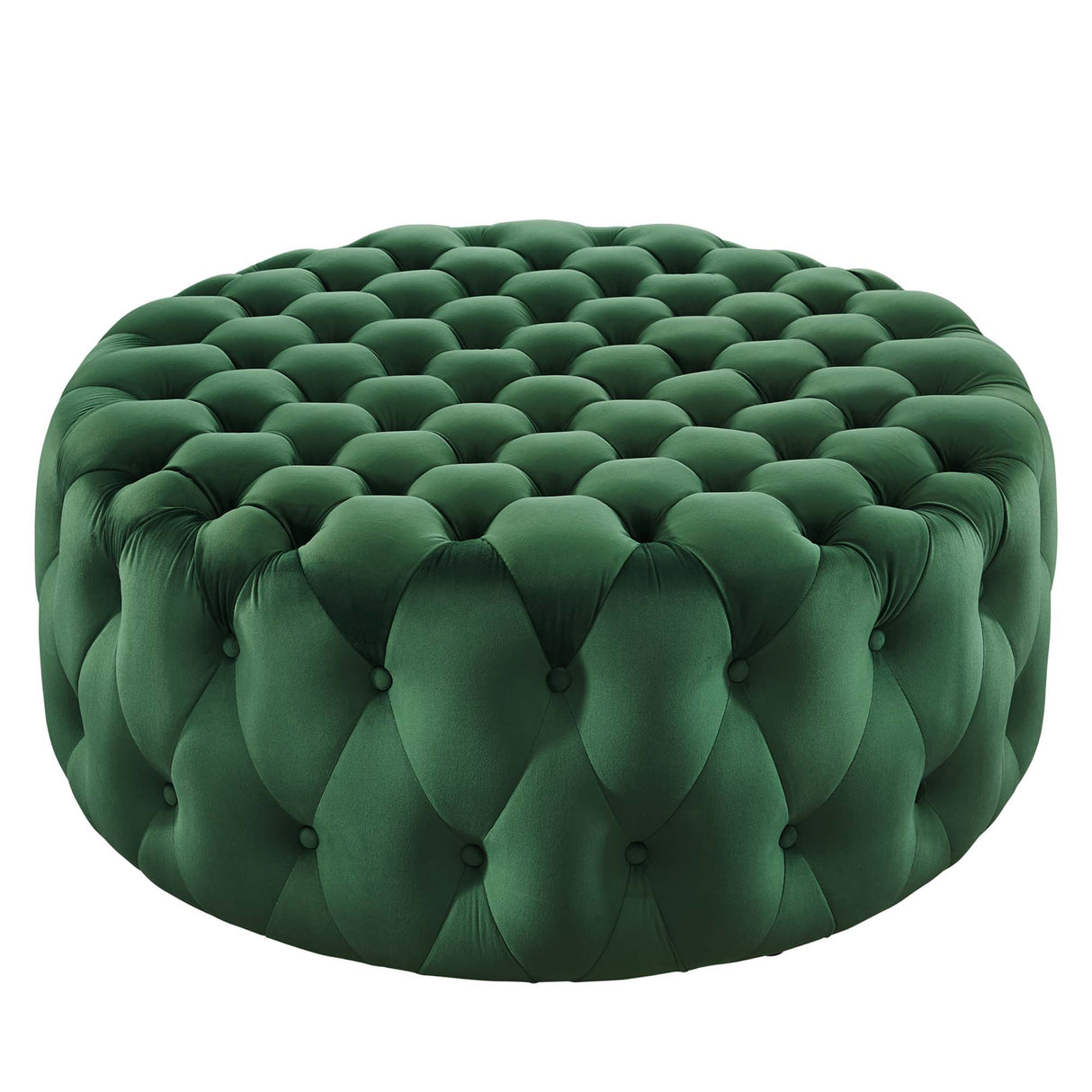 Amour Tufted Button Large Round Performance Velvet Ottoman by Modway