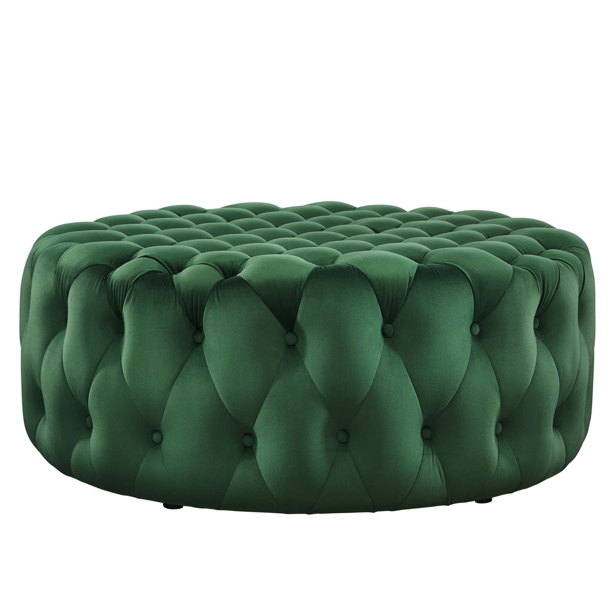 Amour Tufted Button Large Round Performance Velvet Ottoman by Modway