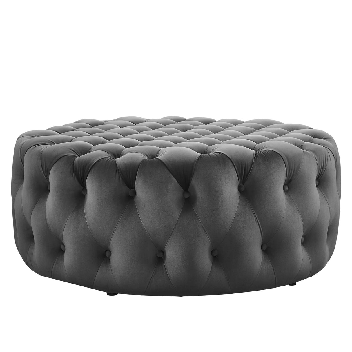 Amour Tufted Button Large Round Performance Velvet Ottoman by Modway